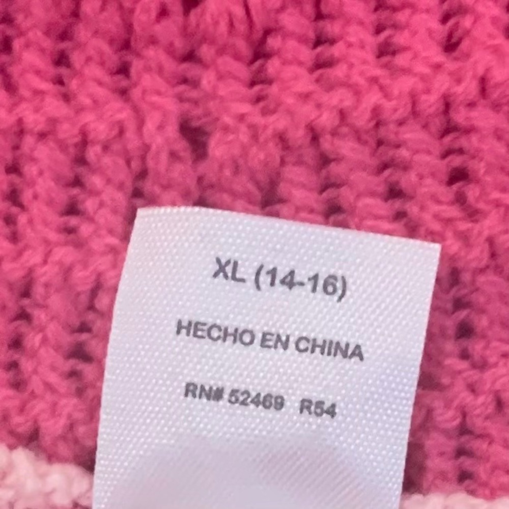 Wonder Nation Girls Pink Cheer Crochet Knit Sweater Tank Top XL 14-16 NEW - Picture 8 of 10